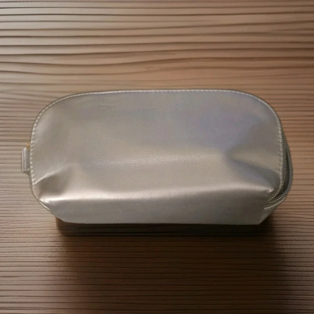 Clé de Peau Silver OS Pouch Makeup Cosmetic Bag Travel Luxury Case Metallic